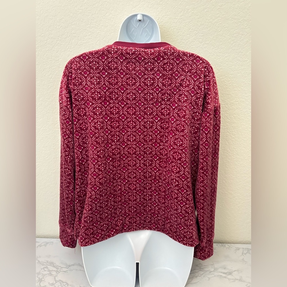 Nautica Shirt Women's Size Small Long Sleeve Red Ribbed Geometric Pullover​ - Picture 6 of 8
